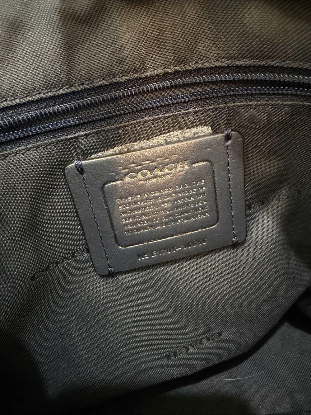 Coach Pebbled Leather Shoulder Tote in Midnight Blue - Picture 6 of 9